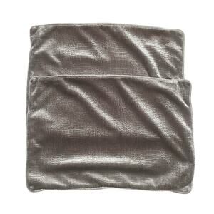 Pier One Metallic Gray Pillow Covers 19 x 14 Crocodile Print Set of 2 Faux Fur